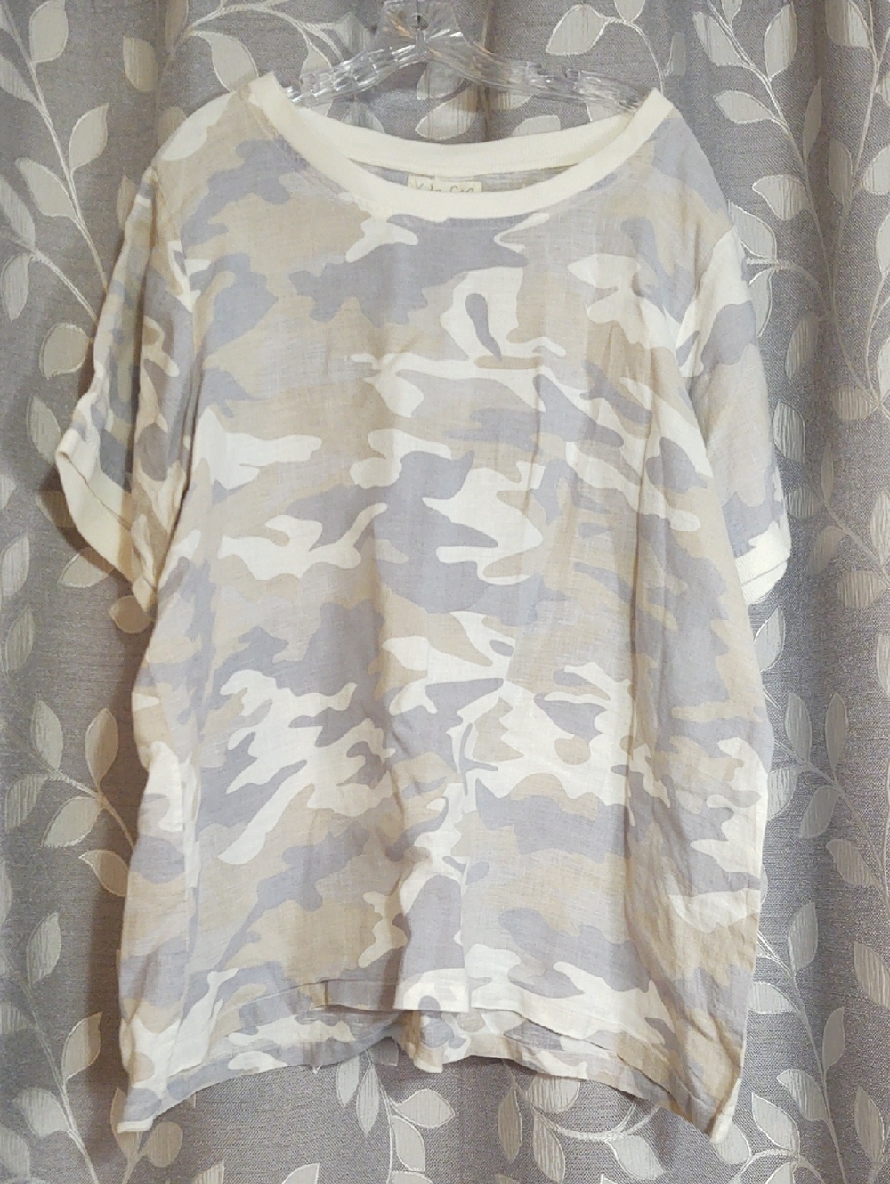 Kyla Seo Linen Light Neutral Camo Shirt size 2X